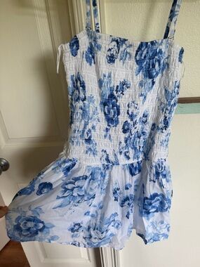 Hollister White Dress with Blue Floral Detail